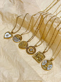 Celestial Collection Moon Star Sun Coin Pendant Necklace 18K Plated