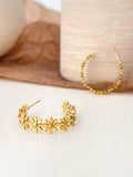Peri'sbox Stainless Steel Daisy Hoop Earrings Women Floral Jewelry