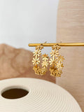 Peri'sbox Stainless Steel Daisy Hoop Earrings Women Floral Jewelry
