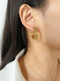 Peri'sbox Stainless Steel Daisy Hoop Earrings Women Floral Jewelry