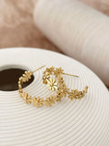 Peri'sbox Stainless Steel Daisy Hoop Earrings Women Floral Jewelry