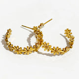 Peri'sbox Stainless Steel Daisy Hoop Earrings Women Floral Jewelry