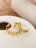 Peri'sbox Stainless Steel Daisy Hoop Earrings Women Floral Jewelry