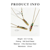 Peri'sbox Stainless Steel Plated Rainbow Triangle Baguette Cz Zircon Necklace