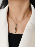 Peri'sbox Stainless Steel Plated Rainbow Triangle Baguette Cz Zircon Necklace