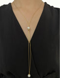 Peri'sbox Twisted Rope Chain Pearl Lariat Necklace