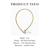 Peri'sbox Twisted Rope Chain Pearl Lariat Necklace