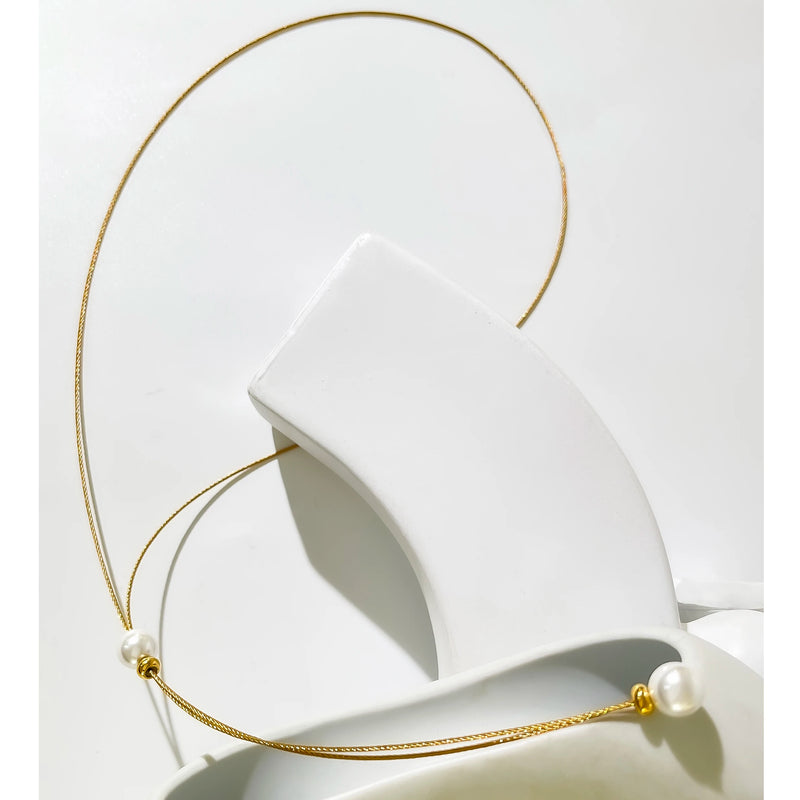 Peri'sbox Twisted Rope Chain Pearl Lariat Necklace