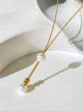Peri'sbox Twisted Rope Chain Pearl Lariat Necklace