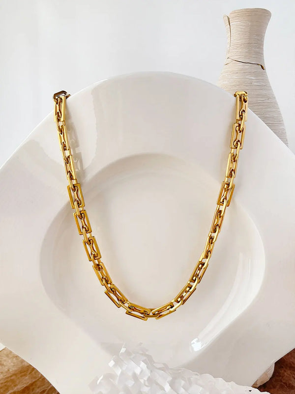 Peri'sbox Stainless Steel Chunky Chain Choker Necklace