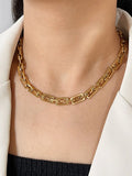 Peri'sbox Stainless Steel Chunky Chain Choker Necklace