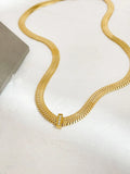 Peri'sbox 18K Pvd Plated Chunky Chain Necklace with Cz Bar Charm