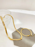 Peri'sbox 18K Pvd Plated Chunky Wide Chain Necklace with Cz Bar Charm