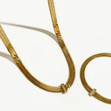 Peri'sbox 18K Pvd Plated Chunky Chain Necklace with Cz Bar Charm