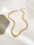Peri'sbox 18K Pvd Plated Chunky Wide Chain Necklace with Cz Bar Charm