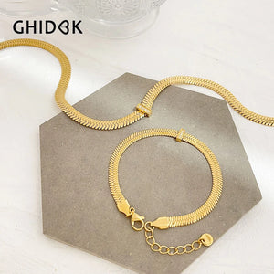 Peri'sbox 18K Pvd Plated Chunky Wide Chain Necklace with Cz Bar Charm