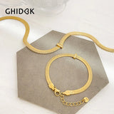 Peri'sbox 18K Pvd Plated Chunky Wide Chain Necklace with Cz Bar Charm