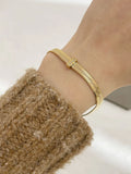 Peri'sbox 18K Pvd Plated Chunky Wide Chain Necklace with Cz Bar Charm