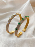 Peri'sbox Mesh Bracelet Baguette Cz Zircon Wide Cuff Bangle