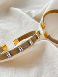 Peri'sbox Mesh Bracelet Baguette Cz Zircon Wide Cuff Bangle