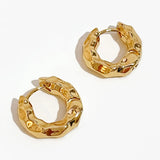 Vintage Geometric Hammered Hoop Earrings Punk Street Statement Huggie Earrings