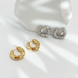 Vintage Geometric Hammered Hoop Earrings Punk Street Statement Huggie Earrings