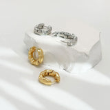 Vintage Geometric Hammered Hoop Earrings Punk Street Statement Huggie Earrings