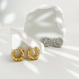 Vintage Geometric Hammered Hoop Earrings Punk Street Statement Huggie Earrings