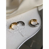 Peri'sbox Two Tone Thick Hoop Earrings Women Stainless Huggie Earring