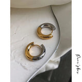 Peri'sbox Two Tone Thick Hoop Earrings Women Stainless Huggie Earring