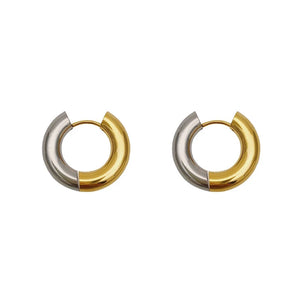 Peri'sbox Two Tone Thick Hoop Earrings Women Stainless Huggie Earring