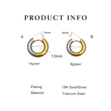 Peri'sbox Two Tone Thick Hoop Earrings Women Stainless Huggie Earring