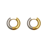 Peri'sbox Two Tone Thick Hoop Earrings Women Stainless Huggie Earring