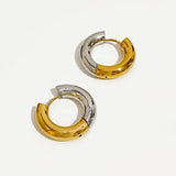 Peri'sbox Two Tone Thick Hoop Earrings Women Stainless Huggie Earring