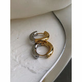 Peri'sbox Two Tone Thick Hoop Earrings Women Stainless Huggie Earring