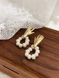 Peri'sbox Matte Plated Hand Stud Earrings with Freshwater Pearls