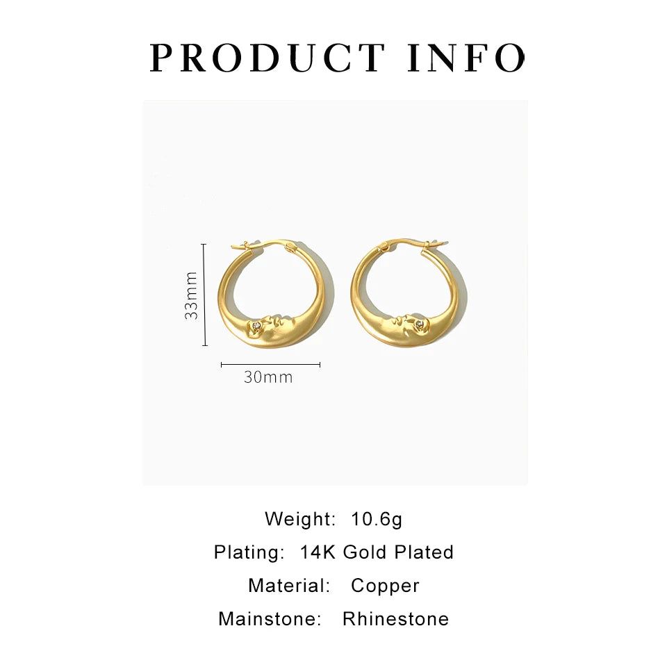 Vintage Matte Silver Crescent Moon Huggie Hoop Earrings