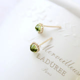 Peridot Earrings Women's 925 Sterling Silver Plated 18K Mini Earring