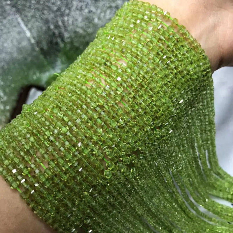 Peridot Green Square Faceted 2/3mm Loose Beads for DIY Jewelry Making