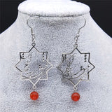 Persian Love Poem Stone Earrings Women Silver Jewelry