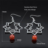Persian Love Poem Stone Earrings Women Silver Jewelry
