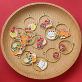Persimmon Peanut Cat Oil Alloy Pendant Jewelry Earrings Keychain Necklace 30pcs