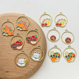 Persimmon Peanut Cat Oil Alloy Pendant Jewelry Earrings Keychain Necklace 30pcs