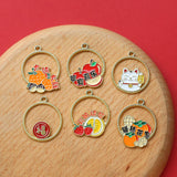 Persimmon Peanut Cat Oil Alloy Pendant Jewelry Earrings Keychain Necklace 30pcs