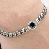 Men's Steel Circle Chain Bracelet, Adjustable Projection Design, No Fading