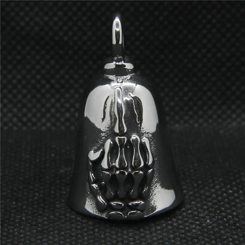 Skull Hand Bell Pendant Stainless Steel Necklace