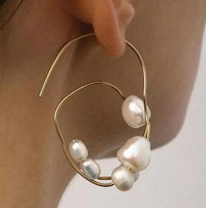 Niche Head Pearls Hoops Dangle Earrings Women Party Jewelry