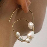Niche Head Pearls Hoops Dangle Earrings Women Party Jewelry