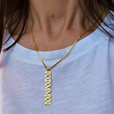 Personal Roman Numeral Date Necklace 18K Solid - Special Engraved Gift