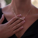 Personal Roman Numeral Date Necklace 18K Solid - Special Engraved Gift